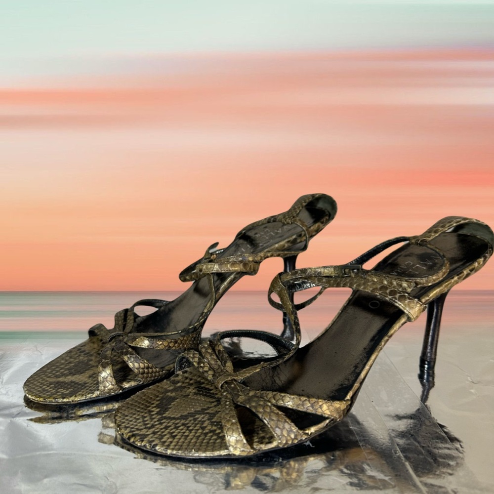 Authentic Valentino Snakeskin T-Strap Heels - Size 39 - 3" Heel
